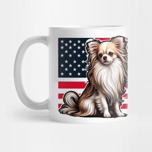 Long Hair Chihuahua Patriotic Dog American Flag 4th of July Mug